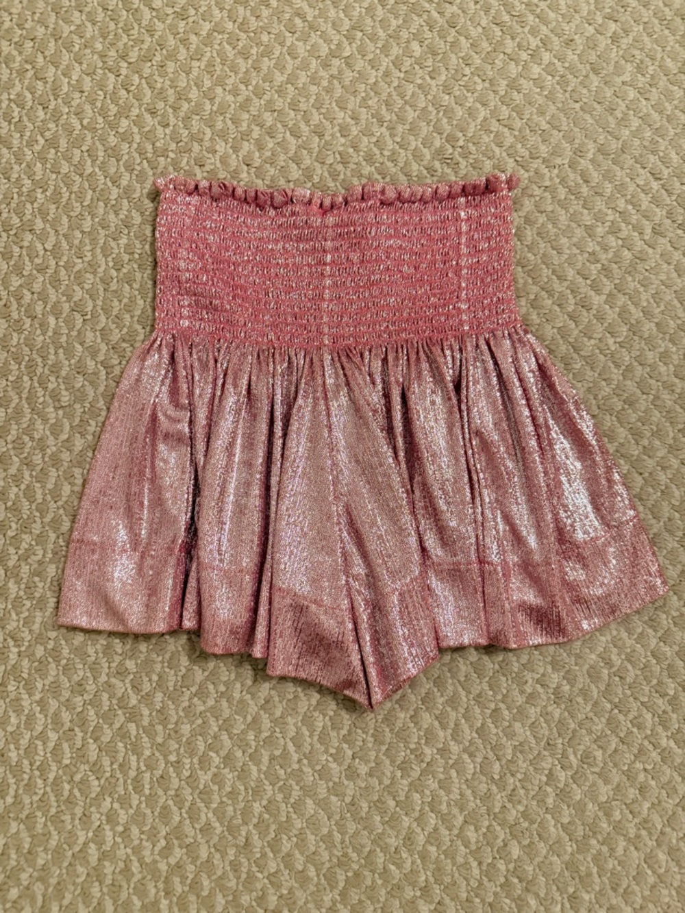 Queen of Sparkles Glitter High Waist Flutter Shorts PINK SIZE: XS - Picture 3 of 6